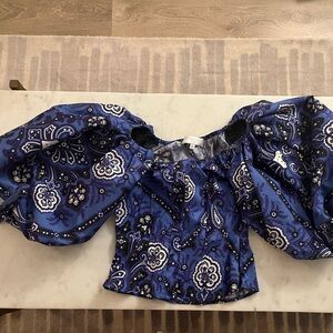 Caroline Consta Puffy Sleeve Paisley Print Top